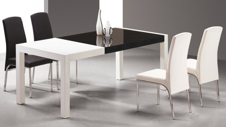 Furniture , 8 Nice White Parsons Dining Table : Black White Parsons Leg Extension Dining Table