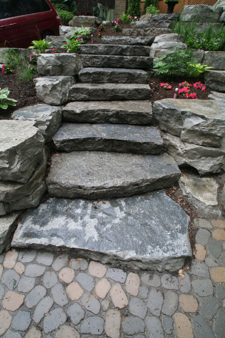 Others , 7 Stunning Cobblestone pavers : Orilia Slab Stone Steps