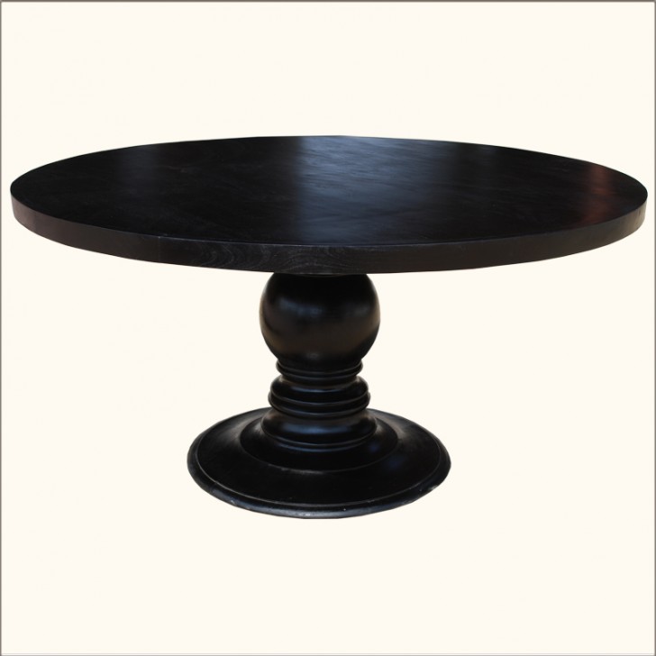 Furniture , 7 Nice Black Round Pedestal Dining Table : round black indian rosewood