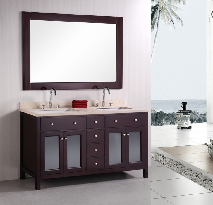 Furniture , 7 Cool 60 inch double sink vanity :  Small Bathroom