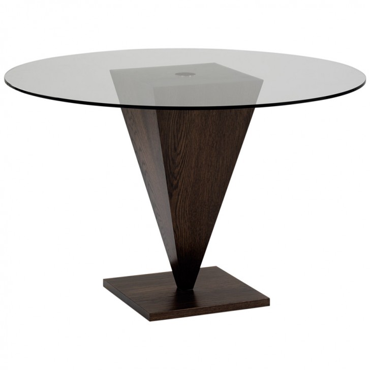 Furniture , 7 Unique Dining Table Pedestals For Glass Tops : Table Glass Top Wenge Finish