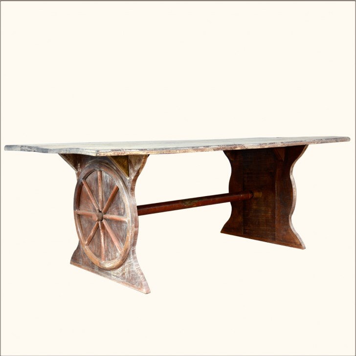 Furniture , 8 Fabulous Rustic Trestle Dining Table : Unique Rustic Trestle Reclaimed Wood