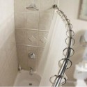 Bathroom , 8 Cool Curved curtain rod : Adjustable Curved Shower Curtain Rod