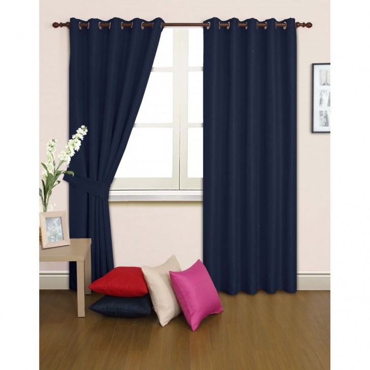 Others , 7 Gorgeous Navy blackout curtains : Basket Weave Navy Blue