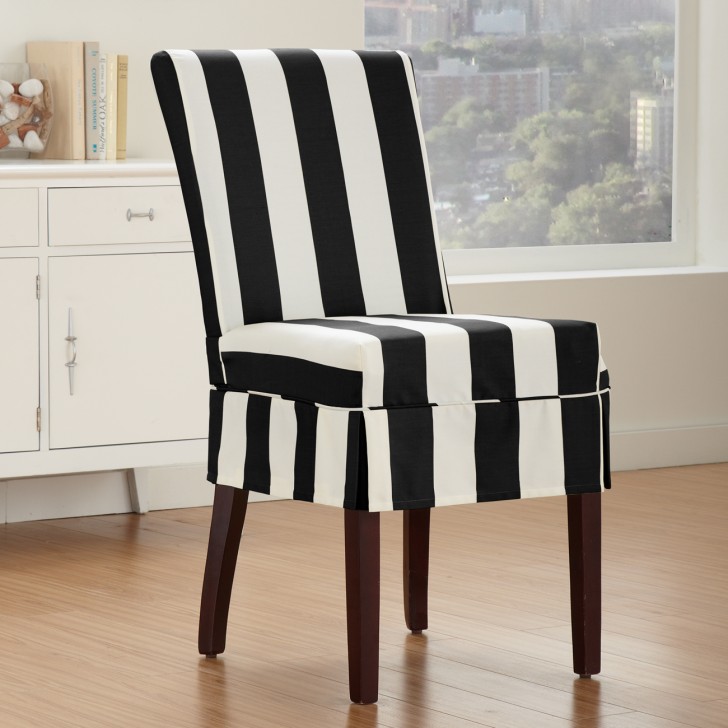 Furniture , 8 Stunning Dining chair slipcovers : Cabana Ebony Dining Chair Slipcover
