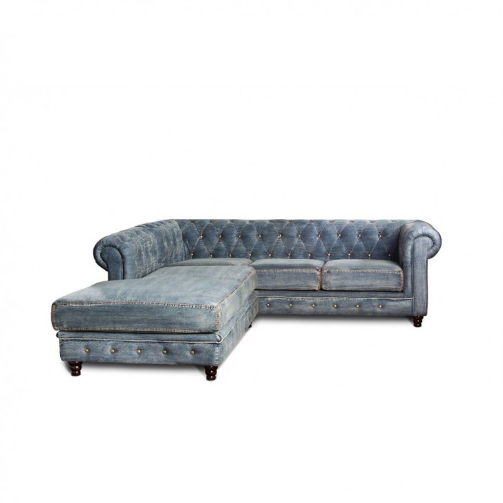 Furniture , 8 Nice Denim Sectional : Chesterfield Denim Sectional