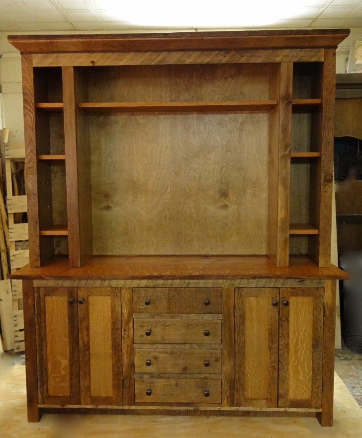 Furniture , 8 Awesome Reclaimed wood entertainment center : Custom Made Reclaimed Barn Wood Entertainment Center