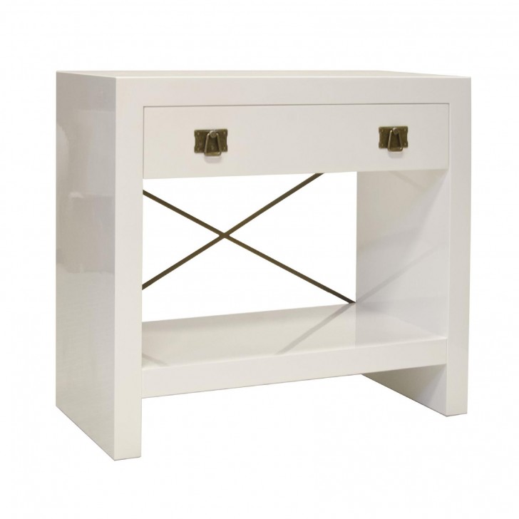 Furniture , 8 Top White lacquer nightstand : Dalton White Lacquer Nightstand
