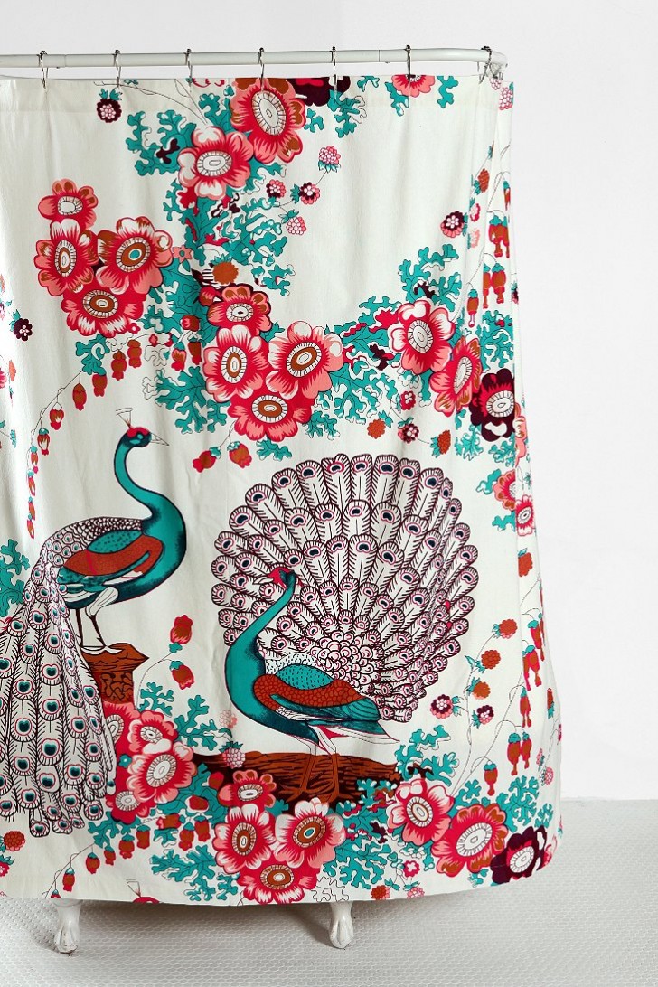 Others , 8 Fabulous Peacock shower curtain : Floral Peacock Shower Curtain