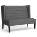 Furniture , 8 Awesome Banquette bench :  Owstynn Gray Linen Modern Banquette Bench