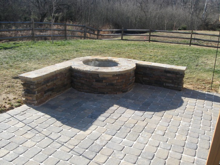 Others , 7 Cool Patio paver ideas : Paver Patio With Stone Firepit
