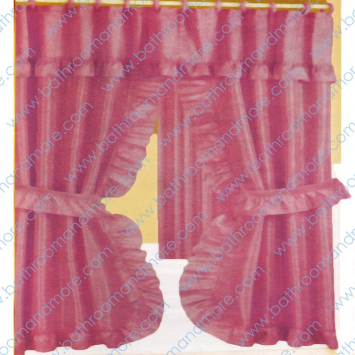 Others , 7 Cool Pink ruffle shower curtain : Pink Fabric Double Swag Ruffled