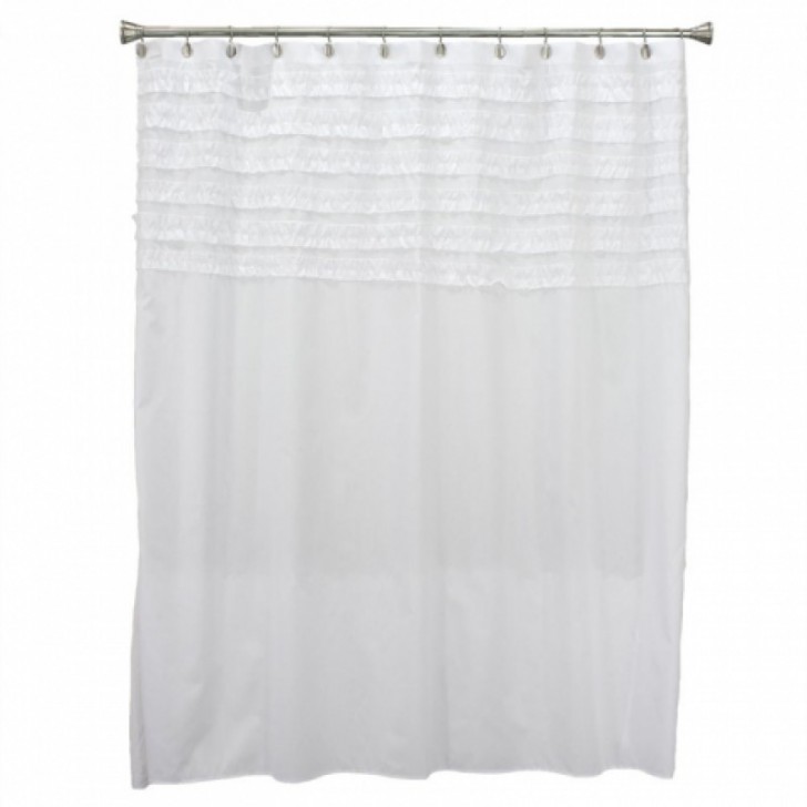 Others , 8 Ultimate White cotton shower curtain : Ruffled Trim Shower Curtain