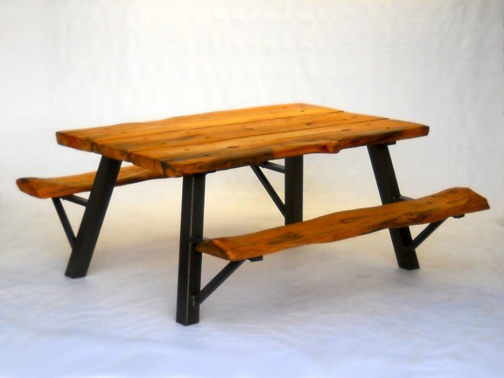 Furniture , 8 Good Rustic picnic tables : Rustic Log Picnic Table