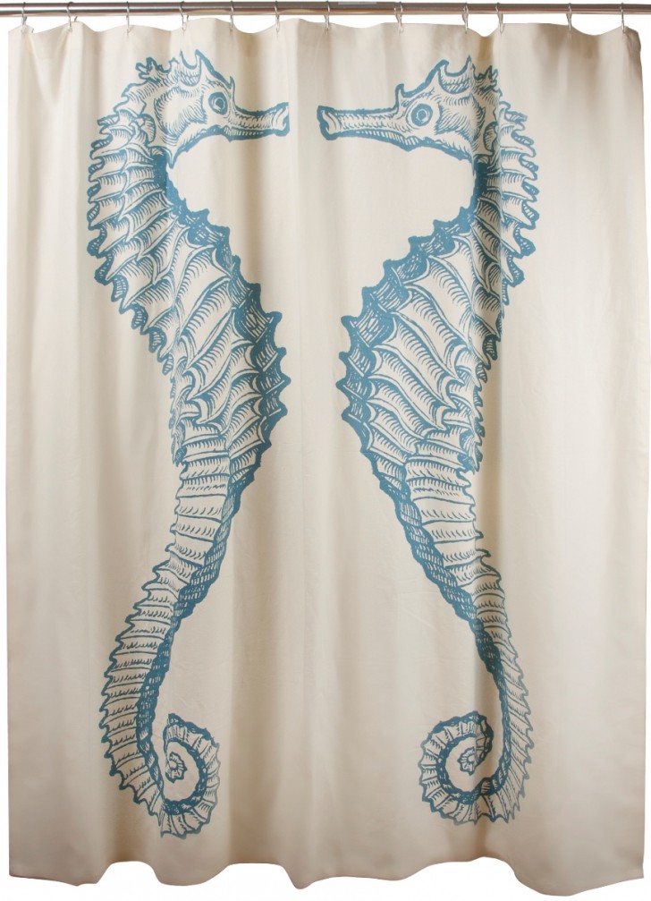 Others , 8 Best Coastal shower curtains : Seahorse Aqua Shower Curtain