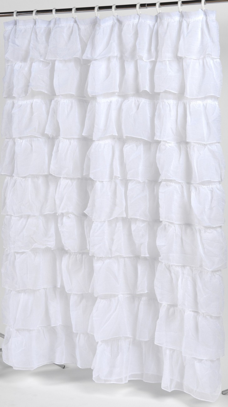 Others , 7 Superb White ruffle shower curtain : Shower Curtain Color