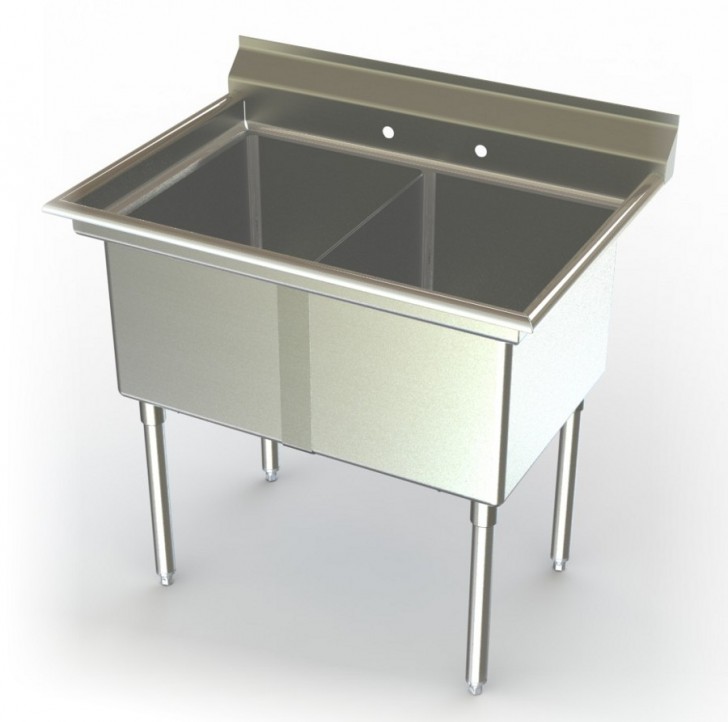 Kitchen , 7 Top Slop sink : Two Compartment Utility Sink