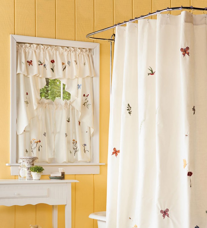 Others , 8 Stunning Shower curtains with matching window curtains :  Bathroom Window Curtains