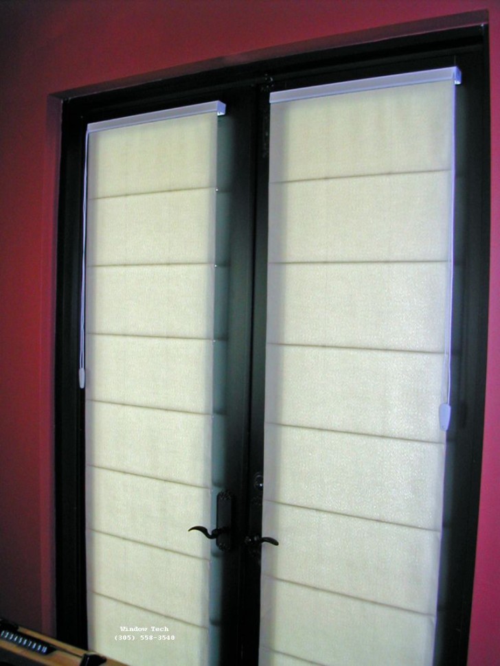 Interior Design , 8 Hottest Window coverings for french doors :  Roman Shades For French Doors