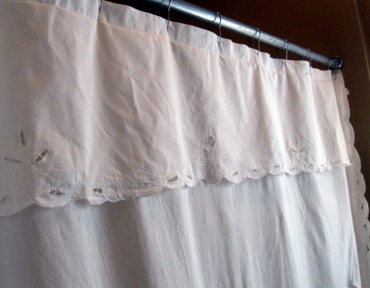 Others , 8 Ultimate White cotton shower curtain :  Shabby Chic Curtains