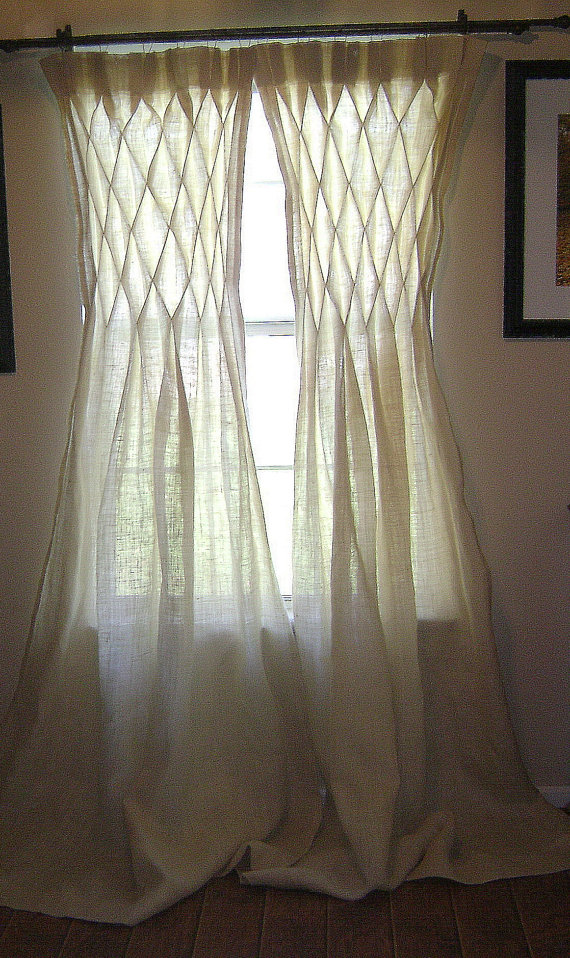 Others , 8 Hottest Burlap curtain panels : Urlap Smocked Curtains