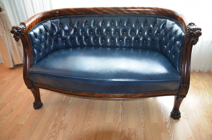 Furniture , 8 Good Navy blue leather sofa :  White Leather Sofa