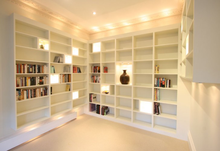 Furniture , 11 Superb Book shelf lighting : Bookcase Lighting Tips