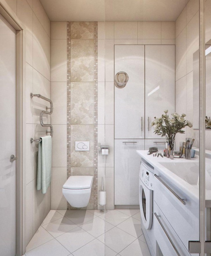 Bathroom , 9 Superb Bathroom designs for small spaces : Fancy Vertical Bathroom Layout