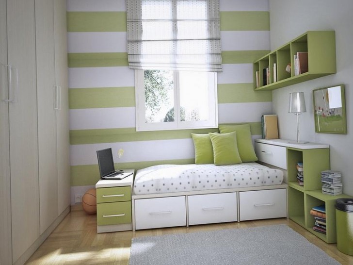 Bedroom , 12 Good Shelving ideas for bedrooms : Green Girls Bedroom Storage Ideas