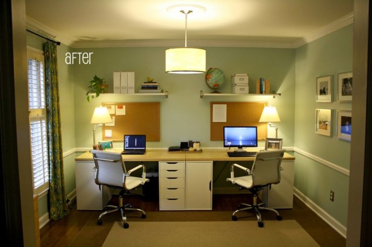 Office , 8 Good Double desks for home office : Double Desk Office Slash