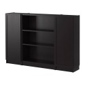 BILLY Bookcase with doors  , 7 Popular Ikea Black Bookshelves In Furniture Category