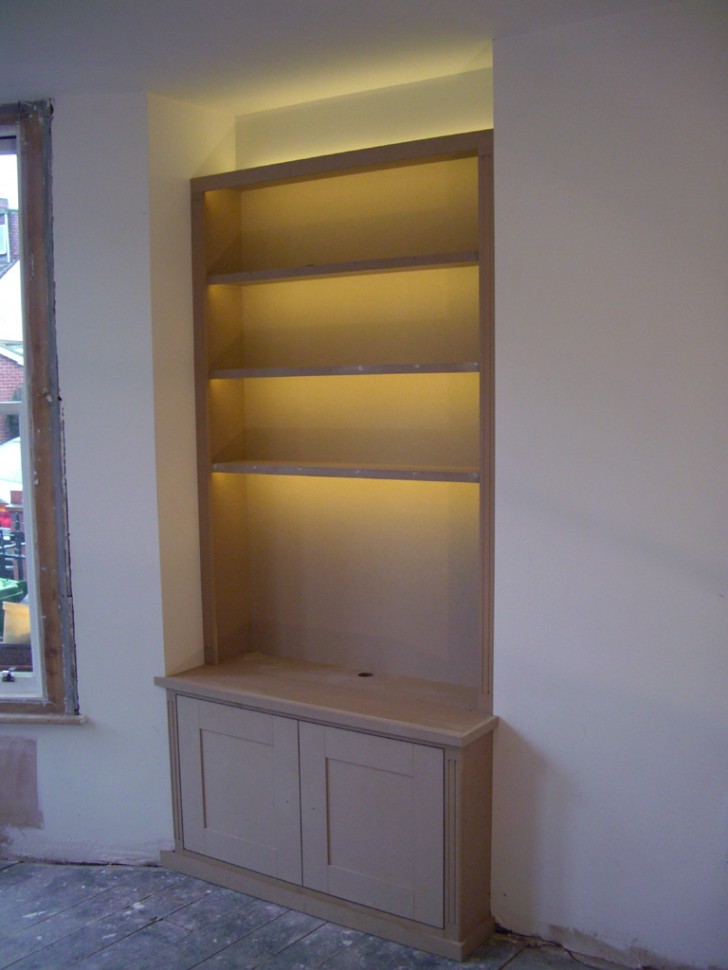 Furniture , 10 Awesome Bookshelves with lights : Fitted Alcove Bookcase