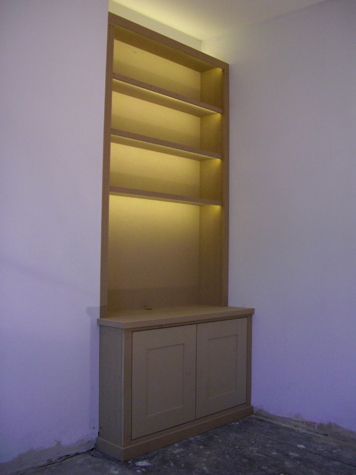 Furniture , 9 Hottest Bookshelf lighting : Fitted Alcove Bookcase