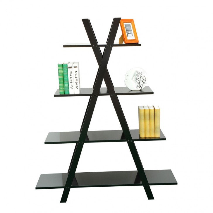 Furniture , 8 Fabulous Ladder bookshelf ikea : Great Pyramid Black Wood Ikea 