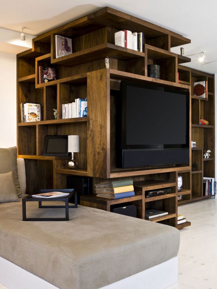 Furniture , 9 Ultimate ideas for bookcases : New York City Apartment Wooden Bookcase Design Ideas