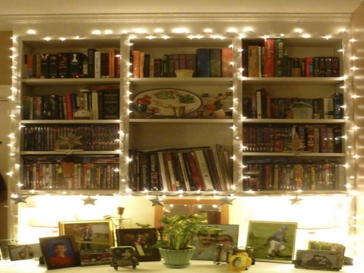 Furniture , 9 Unique Bookshelf lighting ideas : Bookshelf Decorating Ideas Lighting