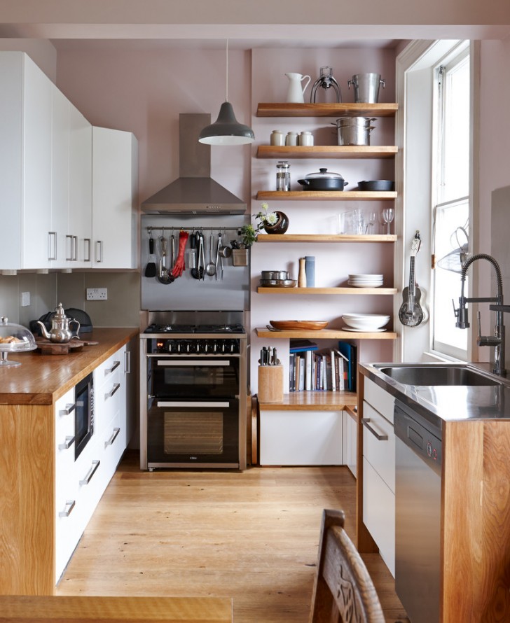 Kitchen , Awesome  Scandinavian Free Standing Kitchen Shelves Inspiration : Beautiful  Contemporary Free Standing Kitchen Shelves Image Inspiration