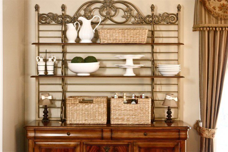 Kitchen , Gorgeous  Farmhouse Bakers Racks for Kitchen Picture : Beautiful  Traditional Bakers Racks For Kitchen Photo Ideas