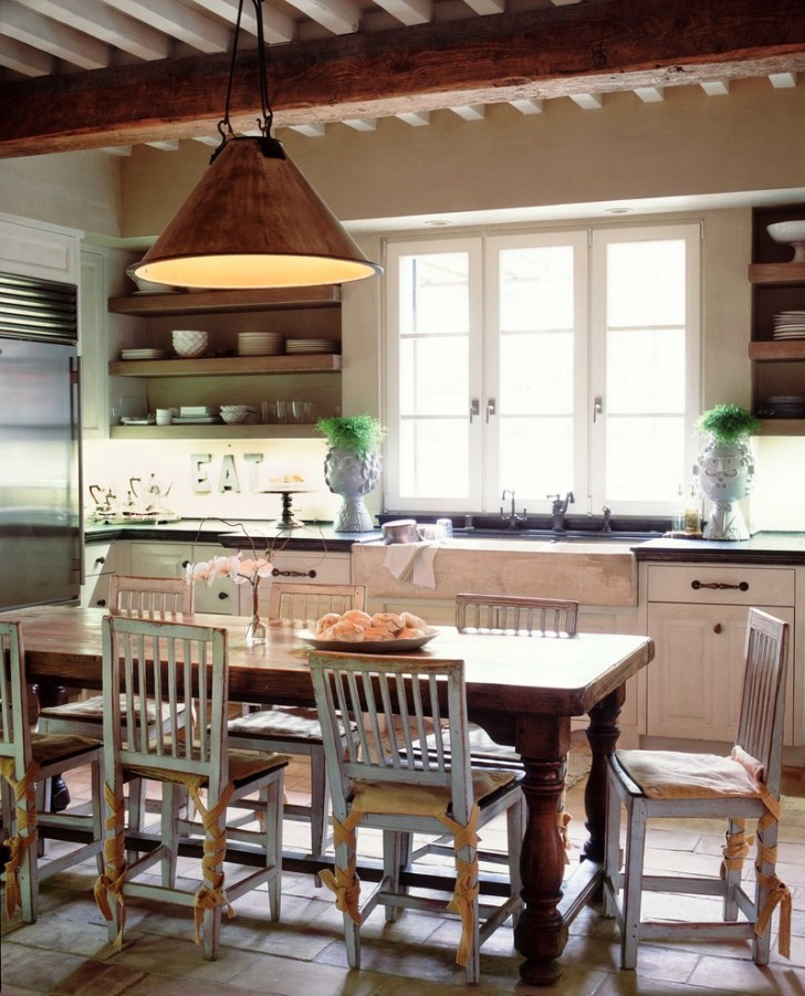Kitchen , Breathtaking  Traditional Country Kitchen Tables and Chairs Sets Inspiration : Cool  Farmhouse Country Kitchen Tables And Chairs Sets Image