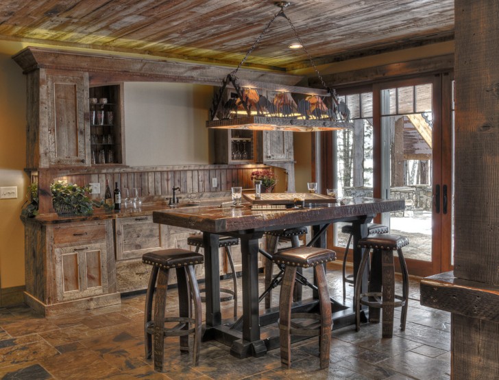 Kitchen , Breathtaking  Eclectic Bar Tables with Stools Image : Cool  Rustic Bar Tables With Stools Image Inspiration