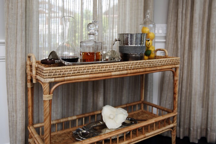 Dining Room , Gorgeous  Traditional Wicker Bar Cart Photo Inspirations : Fabulous  Beach Style Wicker Bar Cart Picture