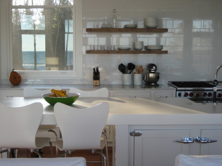Kitchen , Lovely  Beach Style Wooden Kitchen Shelves Image : Fabulous  Beach Style Wooden Kitchen Shelves Image