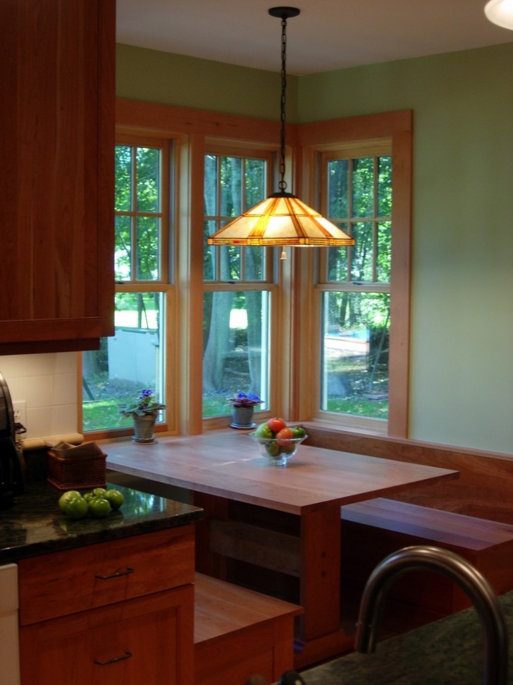 Kitchen , Gorgeous  Traditional Breakfast Nook Table Sets Image : Fabulous  Craftsman Breakfast Nook Table Sets Image Inspiration