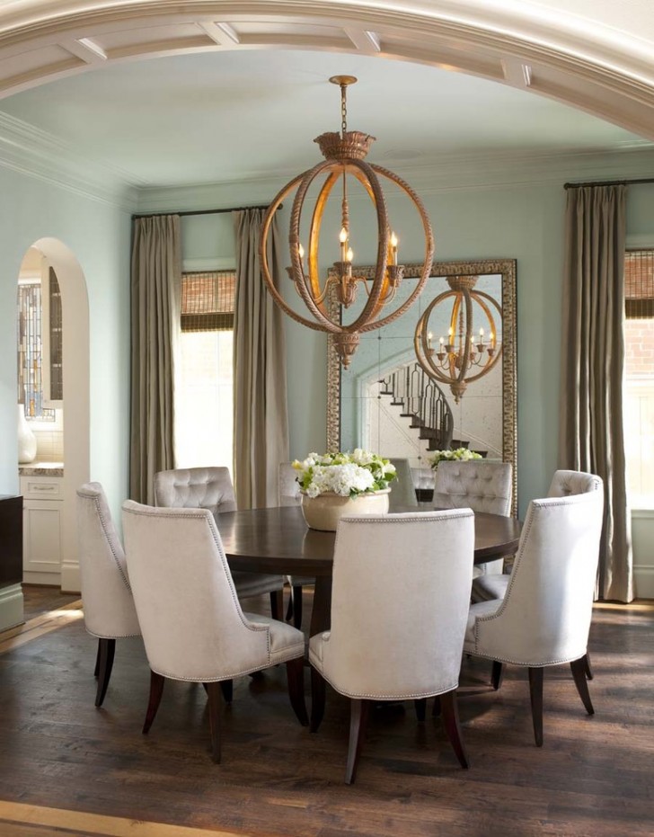 Dining Room , Stunning  Contemporary Round Dining Room Table and Chairs Image : Fabulous  Transitional Round Dining Room Table And Chairs Image Inspiration