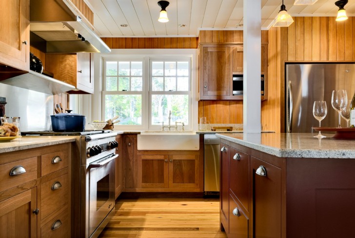 Kitchen , Cool  Rustic Wood Kitchen Cabinetry Photos : Lovely  Beach Style Wood Kitchen Cabinetry Image