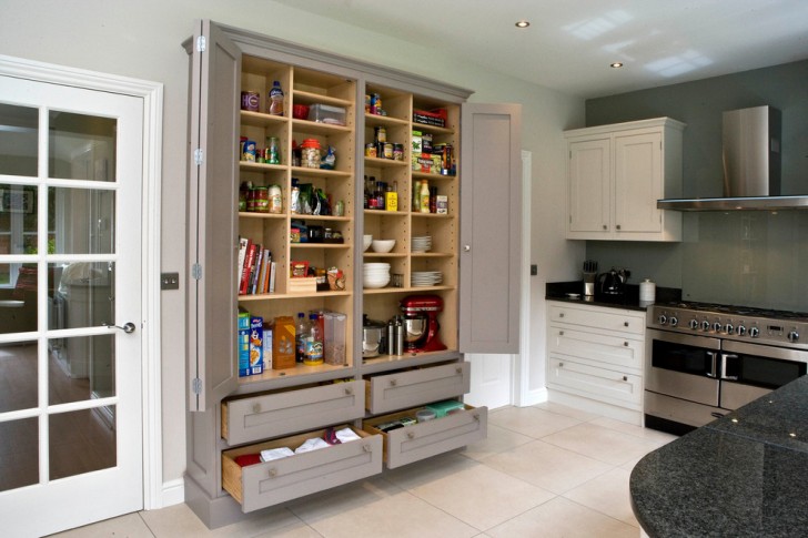 Kitchen , Lovely  Transitional Free Standing Kitchen Pantry Units Photo Ideas : Lovely  Contemporary Free Standing Kitchen Pantry Units Picture