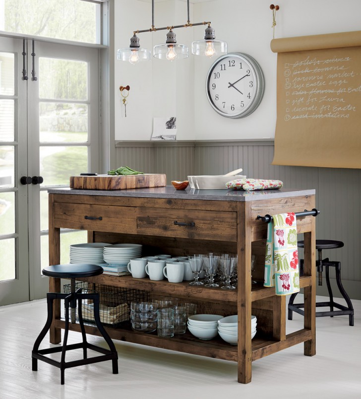 Kitchen , Charming  Traditional Kitchen Cart with Storage Picture Ideas : Lovely  Rustic Kitchen Cart With Storage Image Ideas
