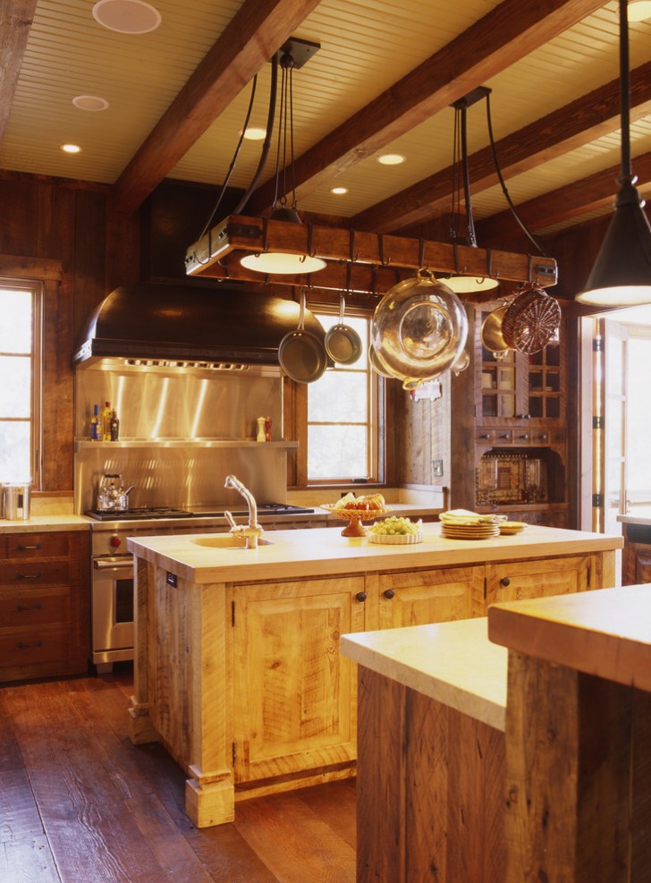 Kitchen , Fabulous  Eclectic Kitchen Pot Rack  Photo Inspirations : Wonderful  Rustic Kitchen Pot Rack  Ideas